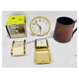 3 Vintage Clocks & Household Items