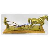 Bronze Farmer & Plow Horse Sculpture 8 x20'