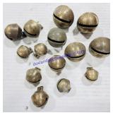 14 Brass Sleigh Bells Various Sizes