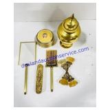 Vintage Brass Personal Grooming Set, Ginger Jar &