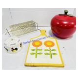 Metal Cookie Jar & Household Items