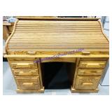 Vintage Oak Roll Top Secretary Desk (56x32x48')