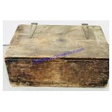 Antique Wooden Hinged Lid Chest
