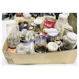 Jars of Nuts, Nails, Bolts, Washers, Etc
