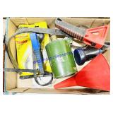 Funnels, Rubber Grips, Oil Lamp, Etc