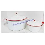 Enamel Pot and Pan with Lids