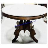 Antique Marble Top Wooden End Table (16x24x19')