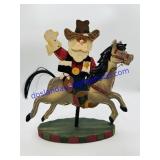 Wooden Cowboy Santa Figurine