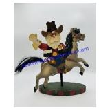 Wooden Cowboy Santa Figurine