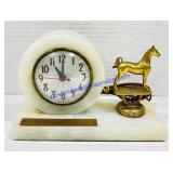 Vintage Onyx & Horse Electric Clock