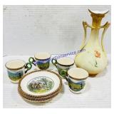 Copeland China Tea Cups/Plates & Decorative Vase