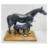 Cast Iron Mare & Foal Sculpture