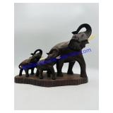 Hand-carved Wooden Elephant Family