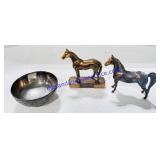 Stainless Steele Bowl and Bronze Horses