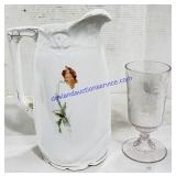 Ceramic Pitcher & Glass Vase