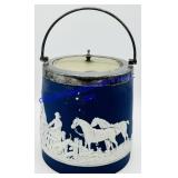 Blue Jasperware Biscuit Barrel