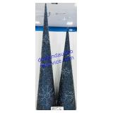 2 Blue Christmas Cone Decorations