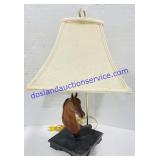 Wooden Horse Electrical Lamp w/Shade