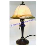 Small Bedside Reverse Painted Metal Base Lamp