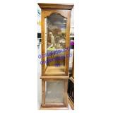 Glass Shelf Wooden Lighted Curio Cabinet