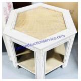 Lattice Top Antique Painted Wooden End Table