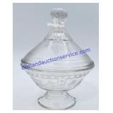 Clear Pressed Glass Candy Dish with Lid