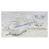 4 Etched Glass Sherry Glasses and Other Glassware