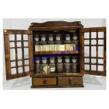 Wooden Spice Rack w/ Glass Spice Jars