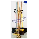 3 Snow Shovels, Rake, Scraper, & Post Hole Digger