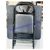 Padded Black Metal Cards Table & 4 Chair Set