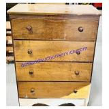 Damaged Wooden 4 Drawer Chest 15x30x41'