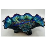 Ruffled Carnival Glass Footed Dish