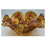 Ruffled Carnival Glass Bowl