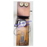 Antique Wall Hand-Cranked Telephone 33 x 10'