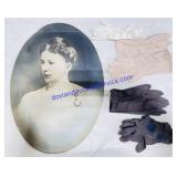 (5) Pairs of Women's Gloves and Vintage Portrait
