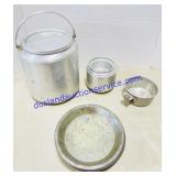 Metal Plates, Cup and Milk Bucket