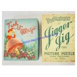 Vintage Jigsaw Puzzle and Plaster Wall
