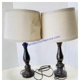 Pair Resin Table Lamps with Shades (damage)