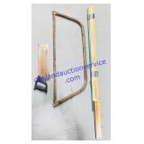 Vintage Hand Saw, Bow Saw, 10 Yard Sticks and