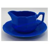 Blue Ceramic Creamer and Saucer