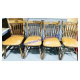4 Padded Leather Oak Chair Set
