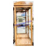 Oak 3 Glass Shelf Lighted Curio Cabinet 75x13x29'