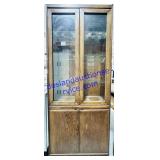 Oak Display/Storage Glass Shelf Cabinet 79x16x32'