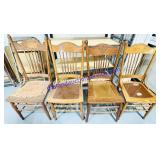 4 Leather Seat Oak Dinning Chairs (Mismatched)