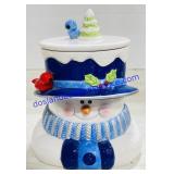 Ceramic Snowman Cookie Jar & Milk Glass Souvenirs