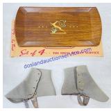 Felt Spats and (4) Wooden Buffet Service Trays