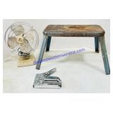 Metal Fan,  Step Stool & Heavy Duty Stapler
