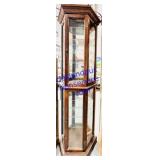 8 Glass Shelf Mahogany Lighted Curio Cabinet