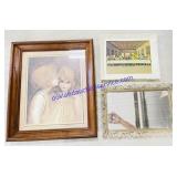 2 Framed Pictures and Mirror