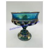 Vintage Indiana Glass Blue Carnival King's Crown